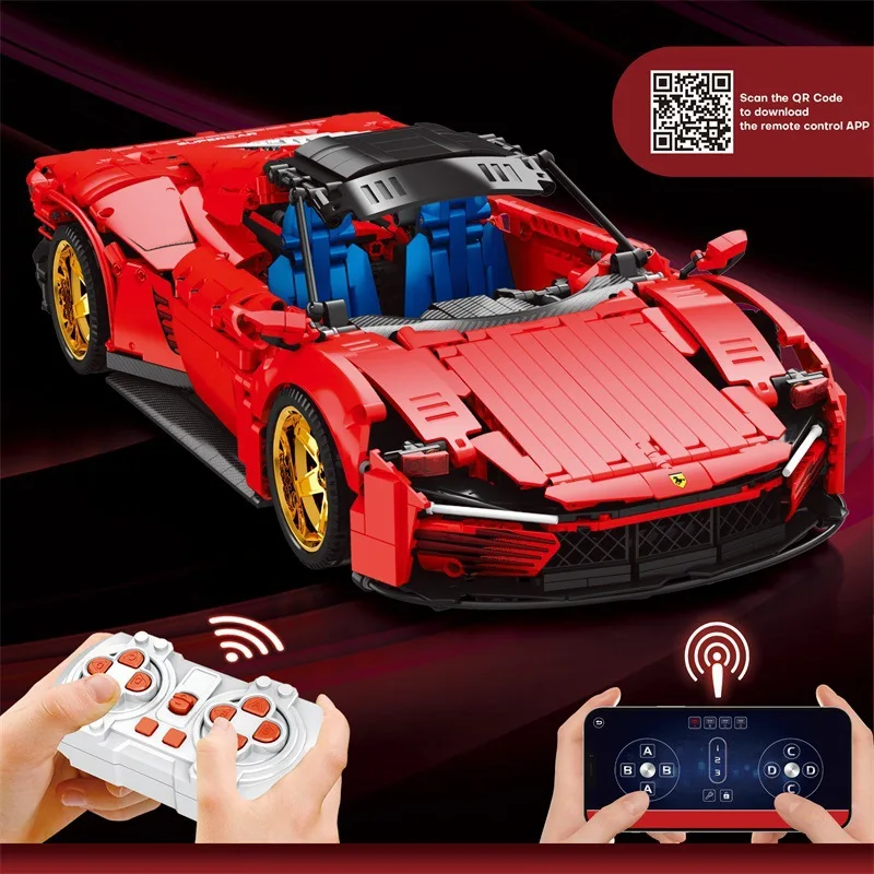 Reobrix 11025 High-Tech MOC Daytona SP3 Model 42143 Super Sport Remote Control Racing building block car for kids