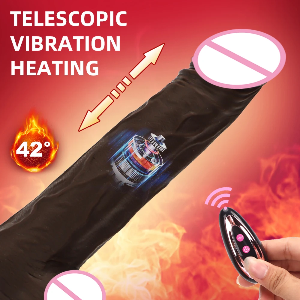 Silicone Electric DildoTelescopic Swing Rotating Heating Wireless Remote Control Female Vibrating Penis