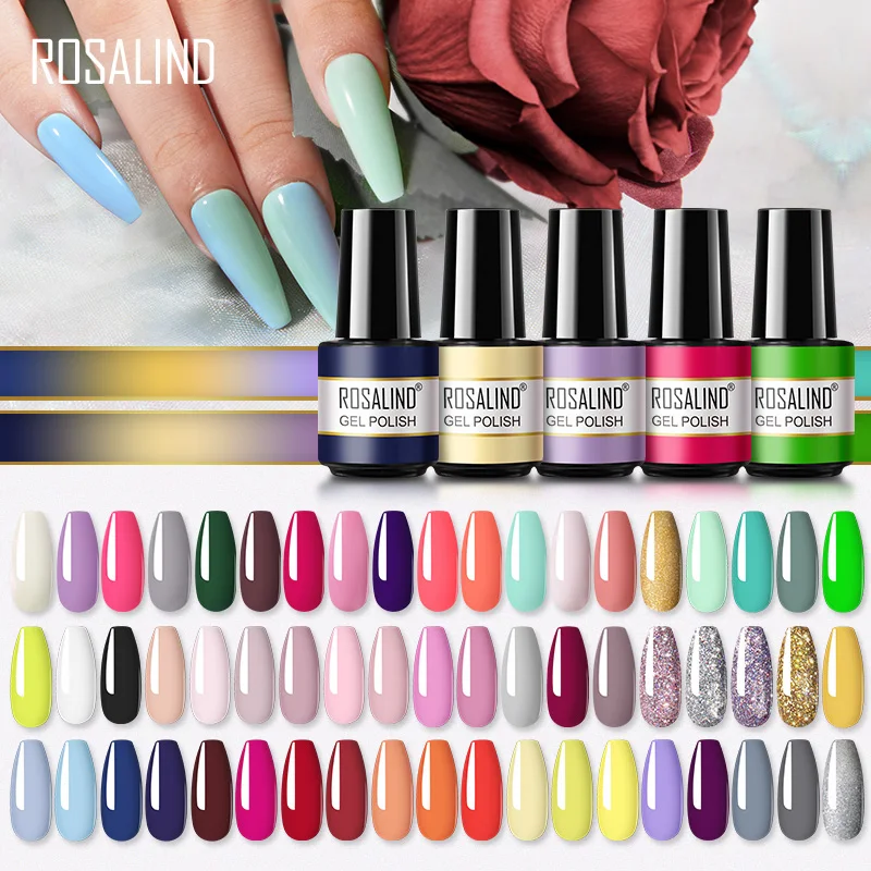 ROSALIND nail supplier create your brand private logo gel varnish soak off pink light color uv gel lacquer nail polish