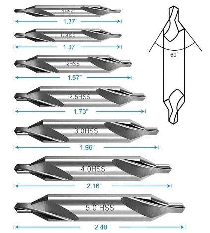 Factory High Quality 1mm 1.5mm 2mm 3mm 2.5mm 4mm 5mm 6mm Type A HSS 6542 Center Drill Bit for Metal Drilling Holes customized