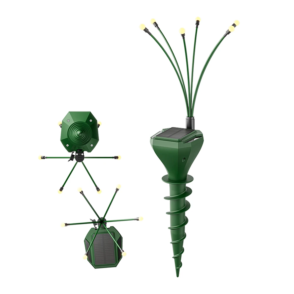 X-Pest 2024 Solar Power Mole Repeller With Garden Night Vibrate Vole Deterrent Mole Repeller For Lawns Solar PowerMole Repeller