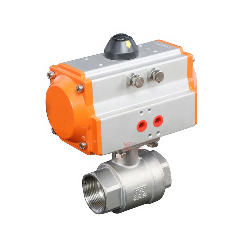Высокотемпературная нержавеющая сталь NPT BSP BSPT 1000WOG 1 6 МПа PN16 304 316 пара двухсторонний Пневматический шаровой клапан с 2 резьбой