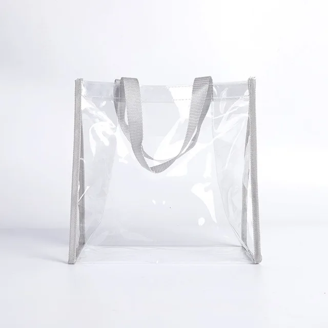 PVC Tote Bag Waterproof Shopping Bag High Transparency Clear Plastic Clear Tote Bag with Non Woven Edge