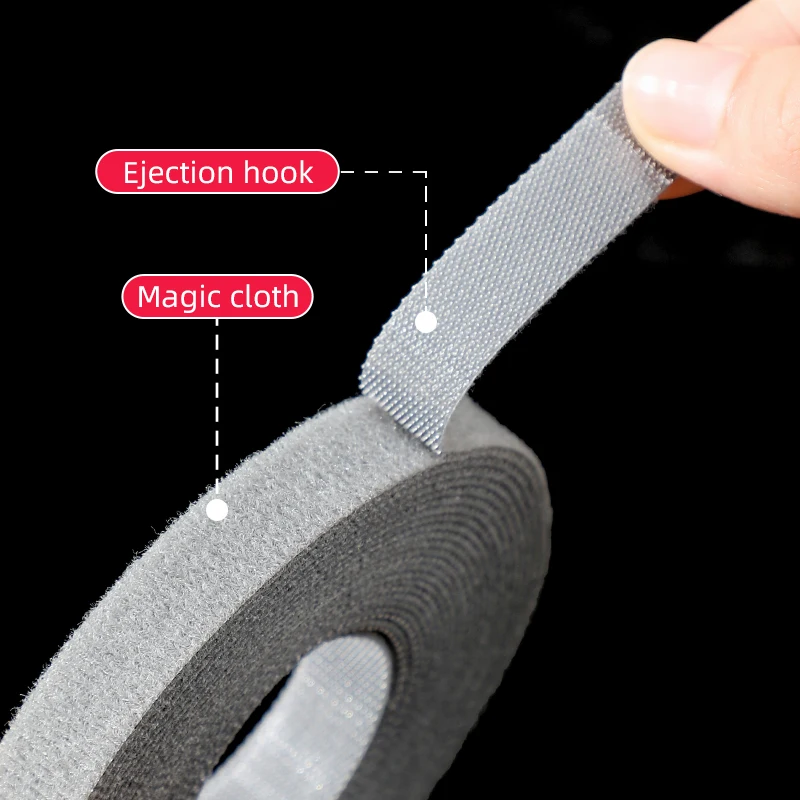 Grey Reusable Hook and Loop Cable Tie Roll Fastening Wraps Self-Gripping Straps Cords Ties Wire Organizer Tidy Roll Tape