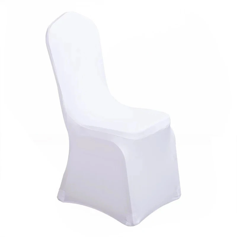 Wholesale Universal Cheap Solid Polyester Folding Hotel Banquet Wedding Party Non Slip Thick Spandex Stretch White Chair Cover