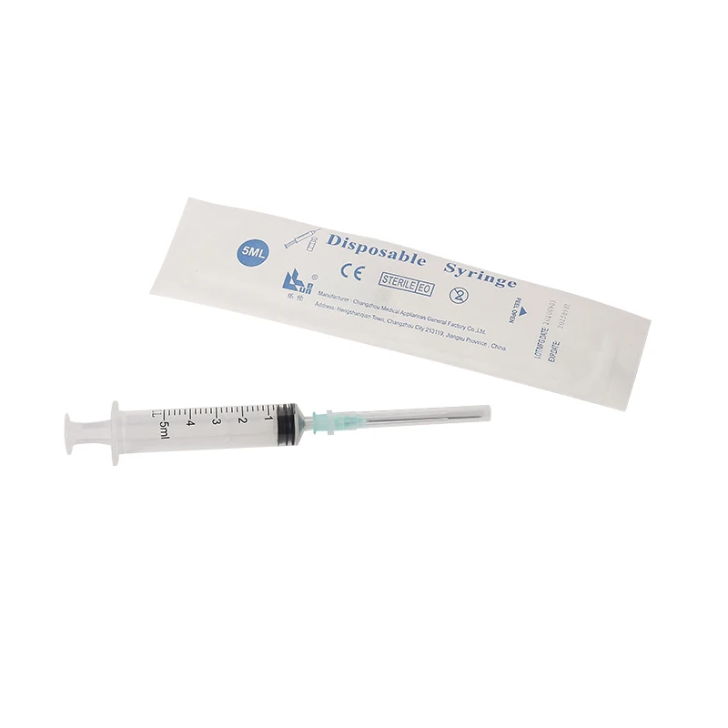 plastic syringe 5ML with needle with CE/GMP