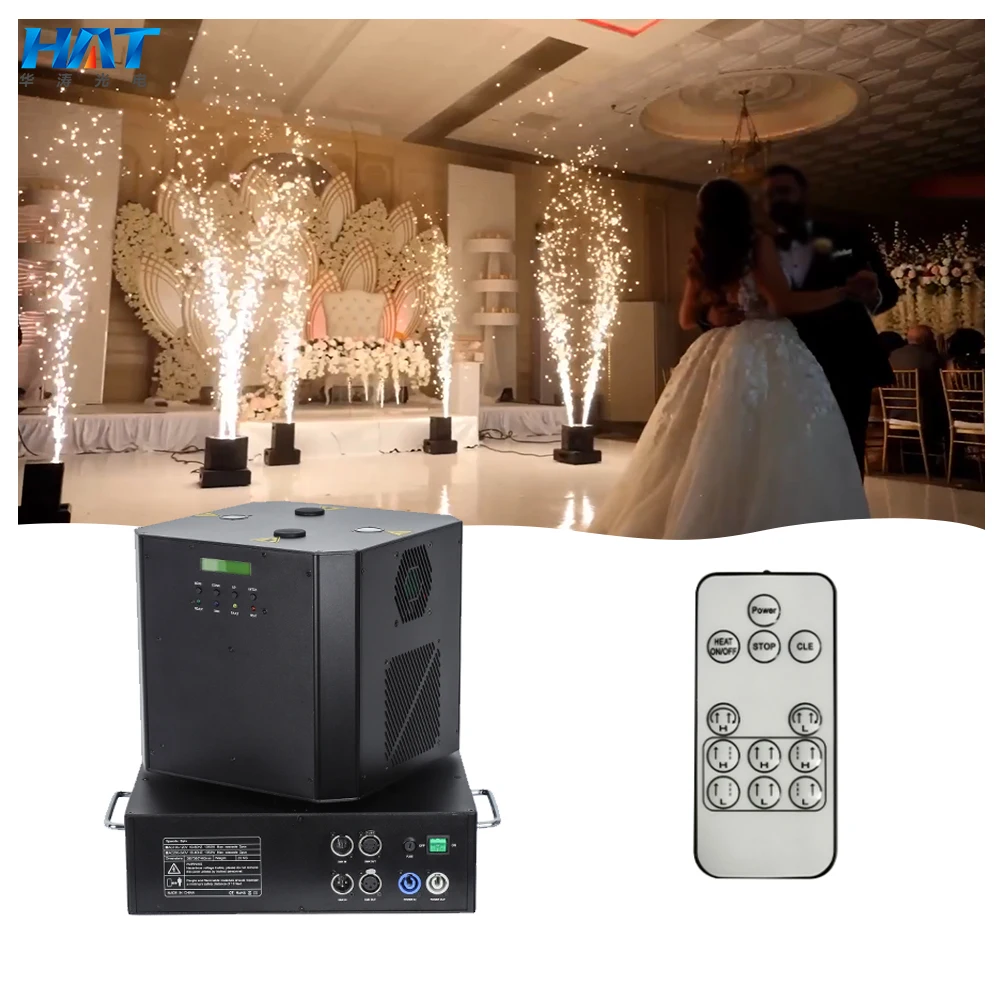 HAT Guangzhou 1300W Fireworks Cold Spark Machine Double Heads Sparkler Spin 360 Rotation for Wedding Party