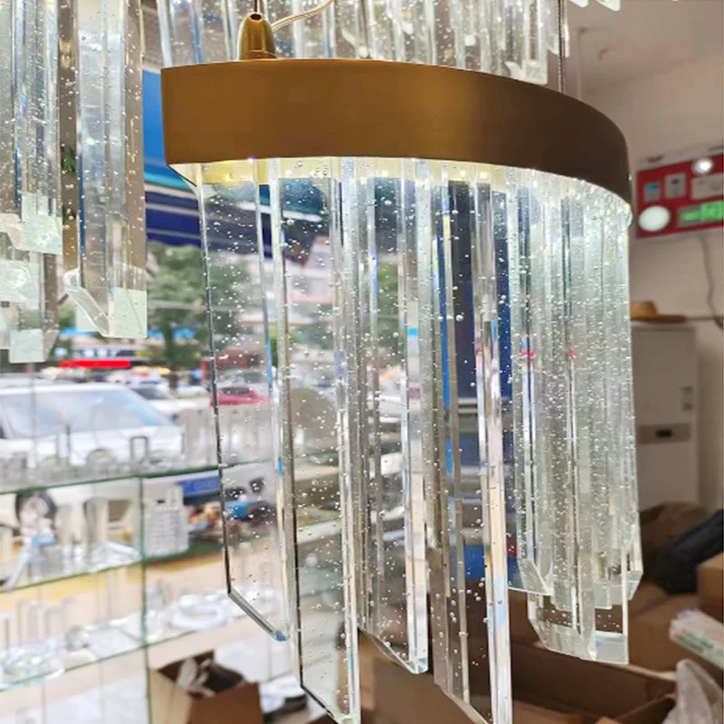 Modern Living Room and Bedroom Decor Hanging Lamp Luxury Staircase Crystal Chandelier Spiral Crystal Ceiling Lamp