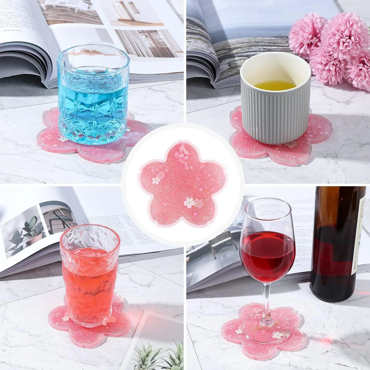 quicksand acrylic coaster glitter quicksand coaster quicksand table mats saku-ra/ocean coasters for drinks