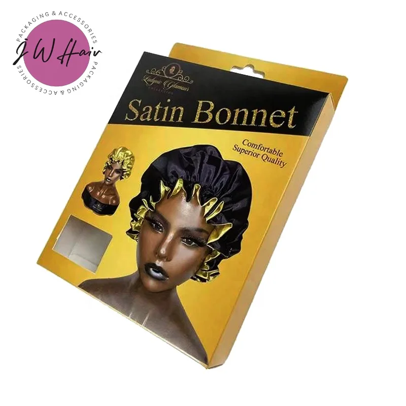 Custom Luxury Gift Box For Hair Products Bonnet Box For Hair Wig Tie Bonnets