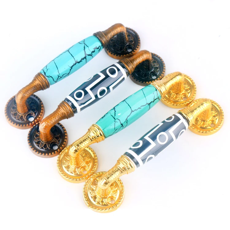 Vintage style creative ceramic vintage coffee drawer antique furniture handle knob ceramic handle