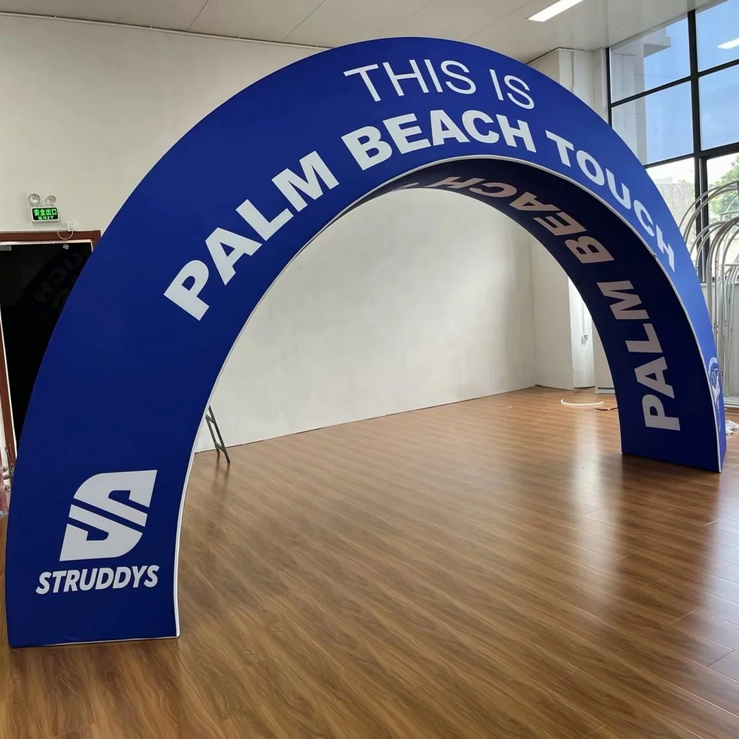 Top quality aluminum tension fabric quick set up trade show exhibition booth arch display stand