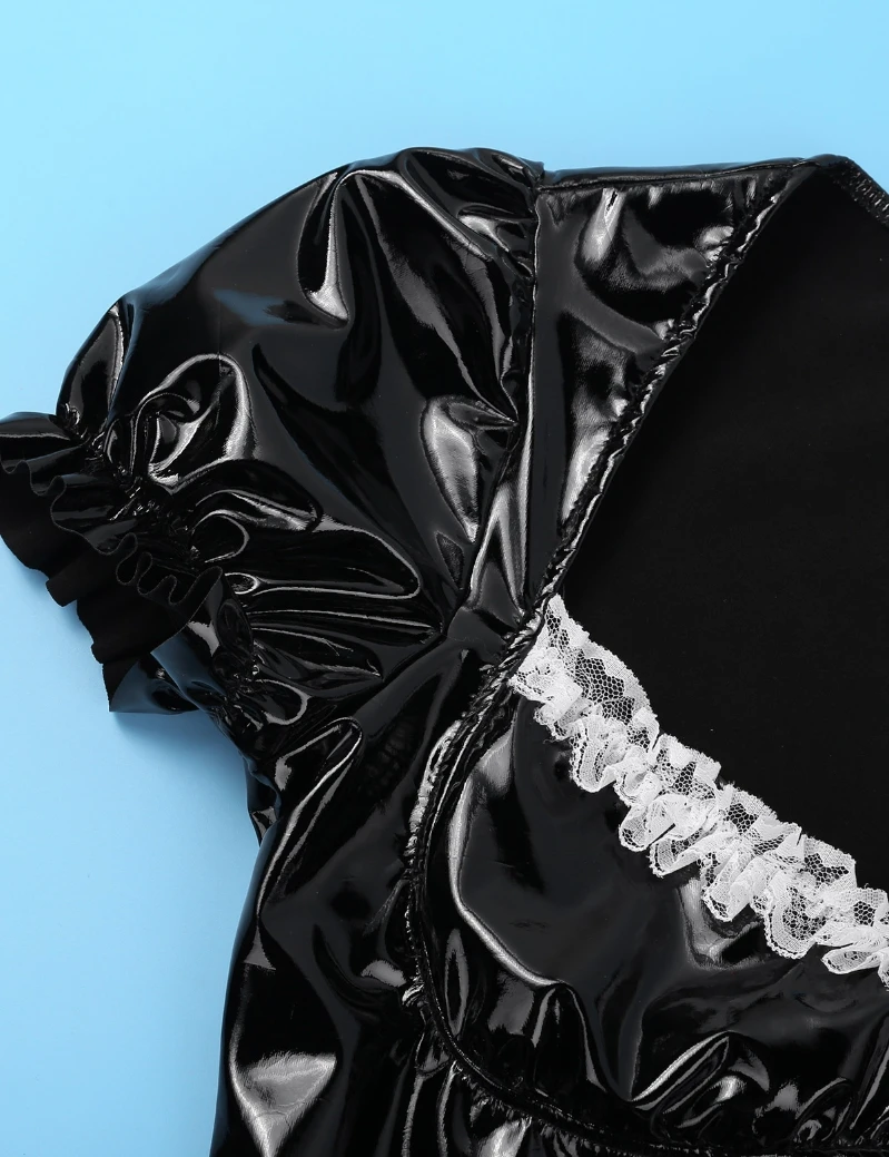 
2021 Womens Latex One-Piece Zipper Crotch Bodysuit Catsuit Leotard Maid Cosplay 