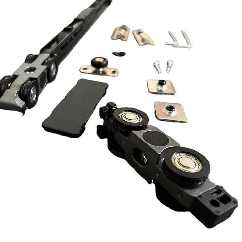 A hanging wheel slide rail for linked sliding doors buffer damper Universal for home, hotel and apartment