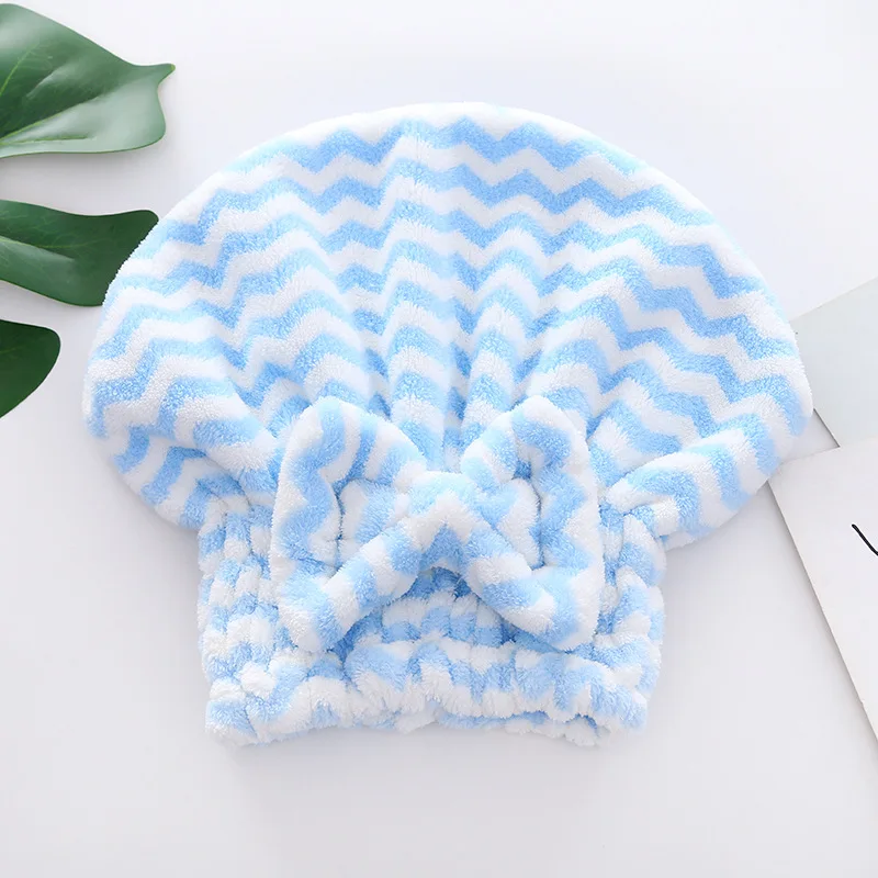 2022 New design wholesale bulk solid stripe super dry hair salon cotton microfiber hair towel with bow