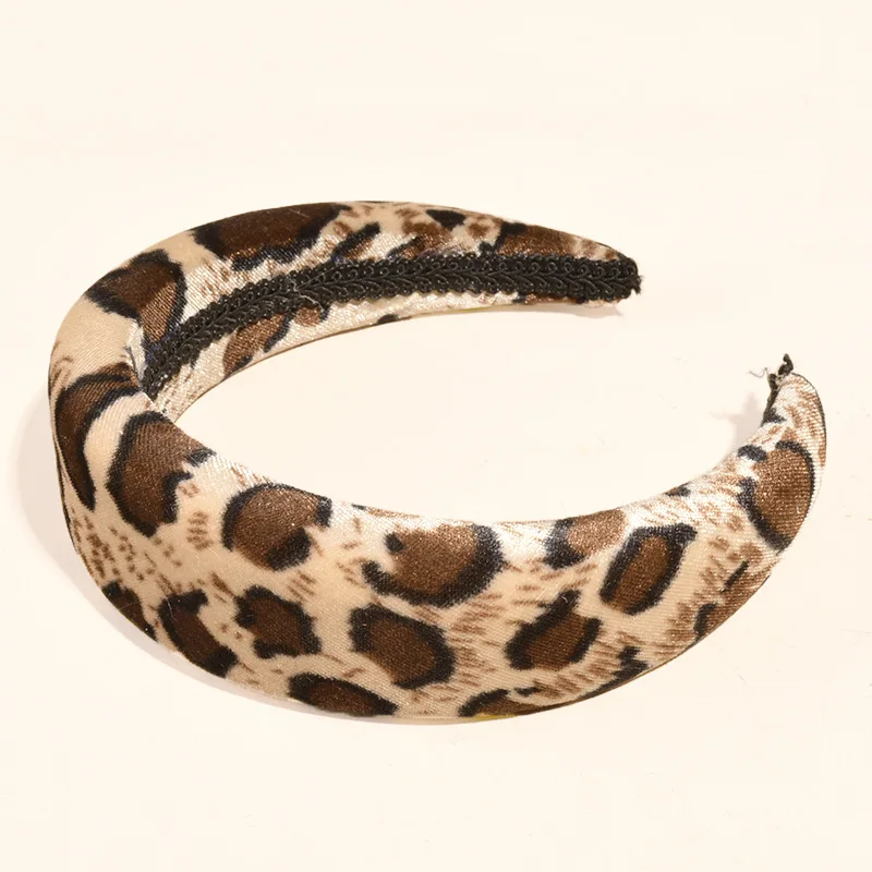10pcs Leopard Sponge Padded Headbands Women Hair Accessories Velvet Fabric Covered Head Band Fashion Headwear Plastic Hairbands