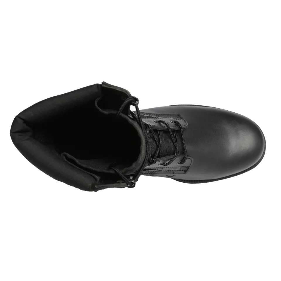 manufacturer black color fabric cement combat flat outsole leather tactical boot