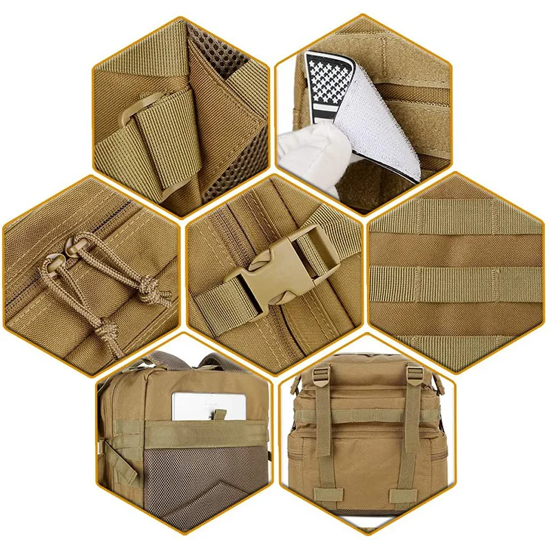 Waterproof Bug Out Bag Large Outdoor Rucksack Kinder Molle Assault Pack for 3day Hiking Trekking