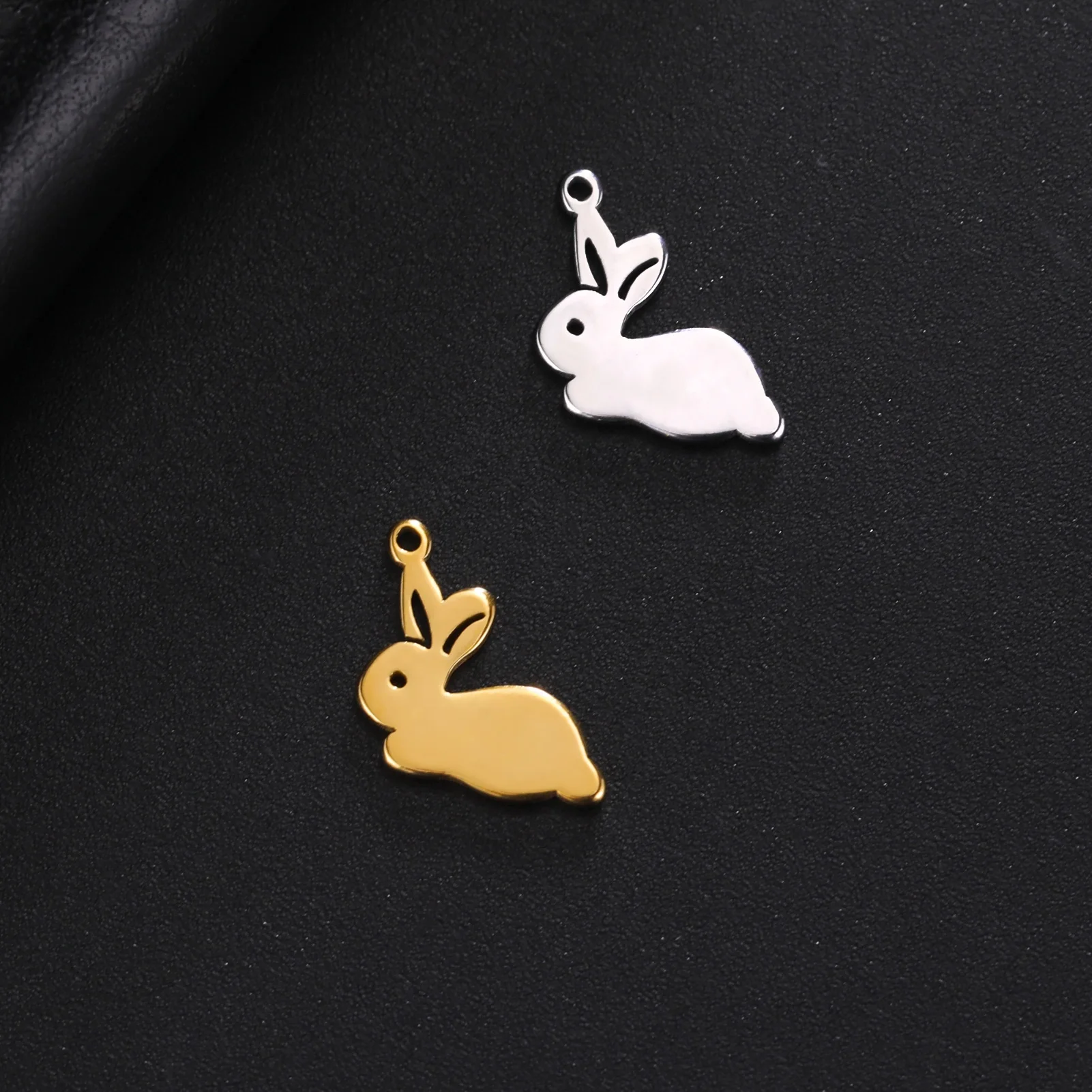 5pcs/Pack Cute Rabbit Pendants for Jewelry Making DIY Necklace Bracelet Charm Stainless Steel Accessories