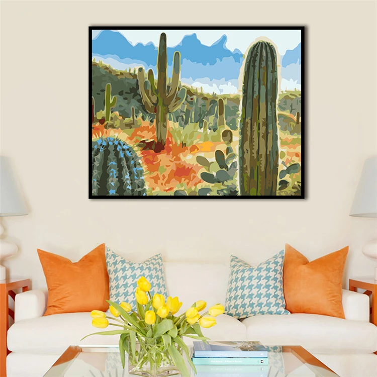 Wholesale Price Cactus Painting Canvas Cactus Oil Painting By Numbers