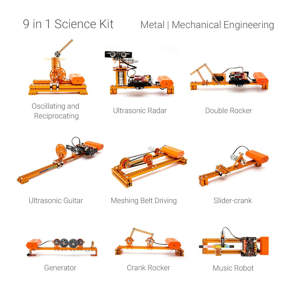 Mechanical STEM Block Building Training Education Robot Smart DIY Arm 9-in-1 Science Kit for School Children