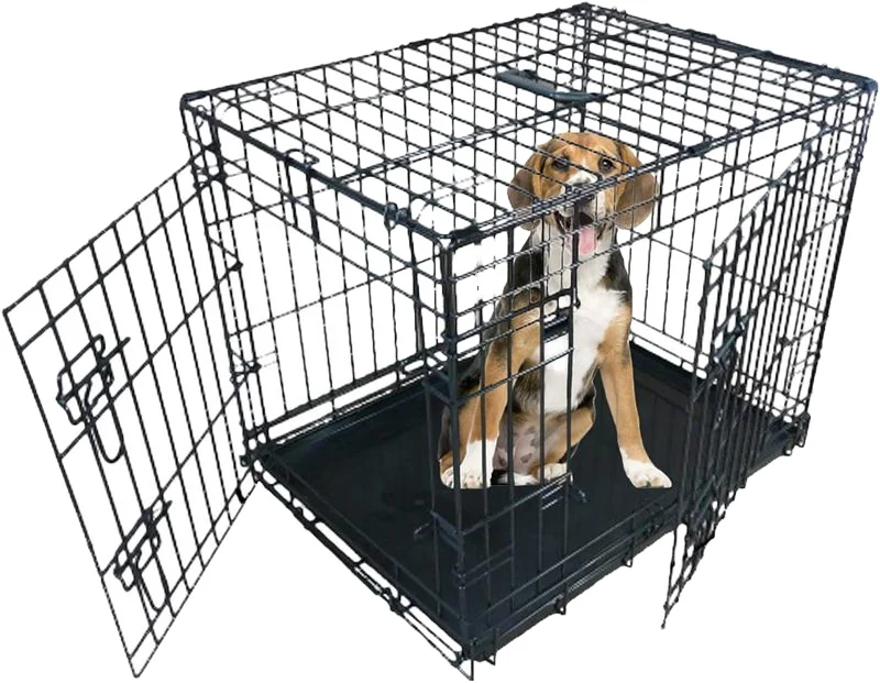 Wholesale Portable Dog Kennel Cheap Metal Animal Cage Robust and Durable Large Dog Cages with Folding 2 Doors Breathable Houses