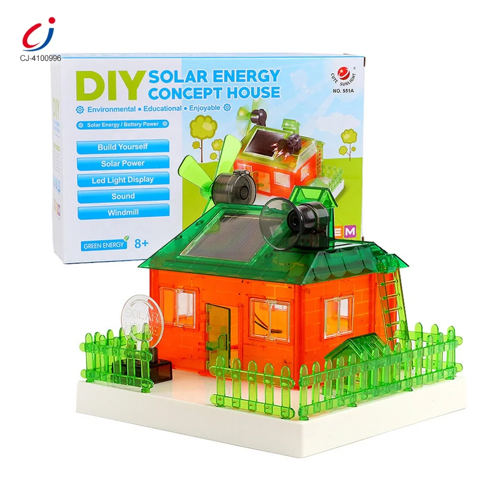 Chengji solar system kit toy kids learning toys self-assembled energy concept diy model toy house with solar panels