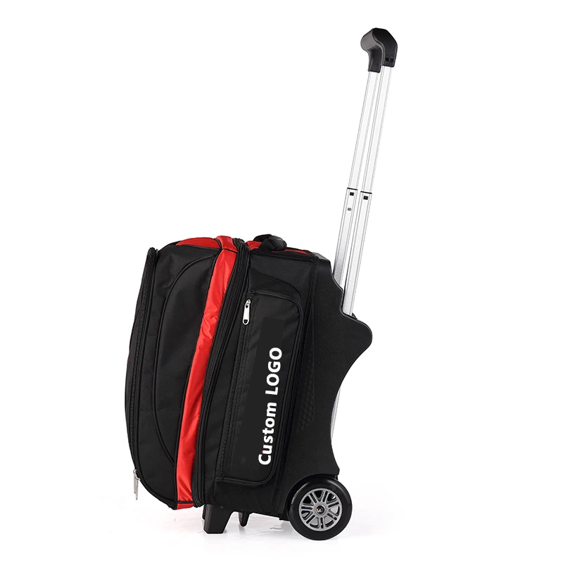 Factory direct Custom bowling bags Sports Functional 2 Ball Trolley Bowling Ball Bag with Wheels