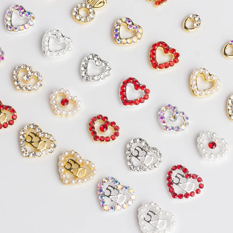 Wholesale Zircon Love Heart Nail Charms Nails Accessories Art Nail Rhinestone For Decoration