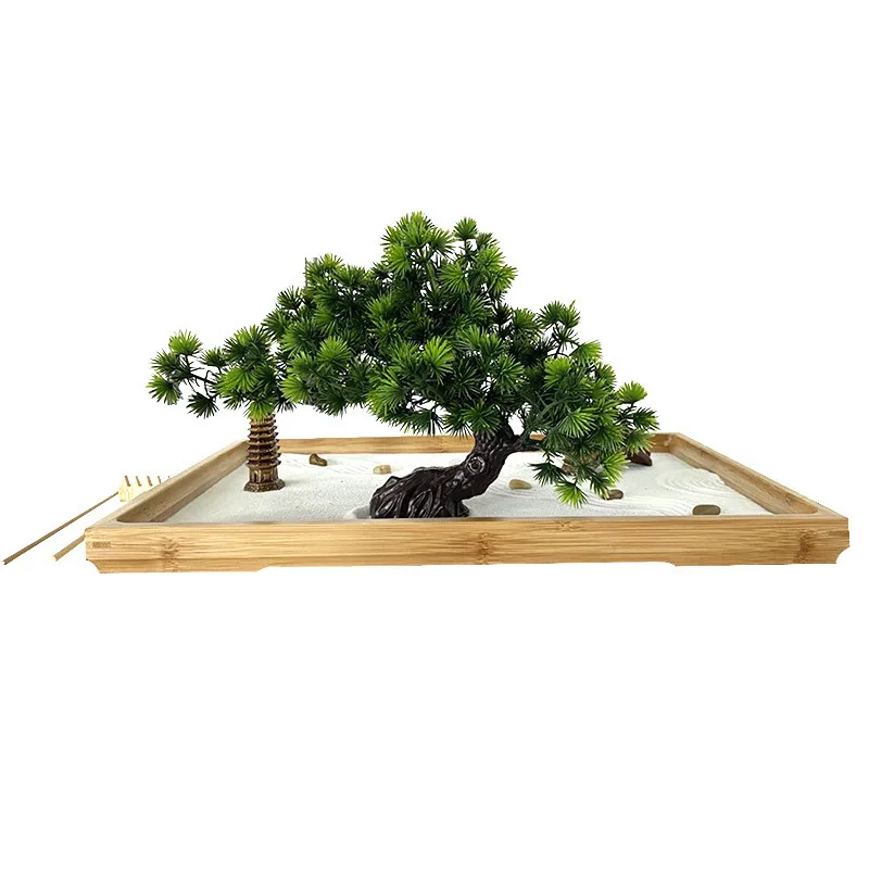Zen sand table creative decoration set Japanese dry landscape retro resin crafts sitting room desk Decoration Zen Buddha Garden