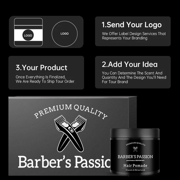 Private Label Hair Styling Pomade Biotin Water Based High Shine Without Flaking