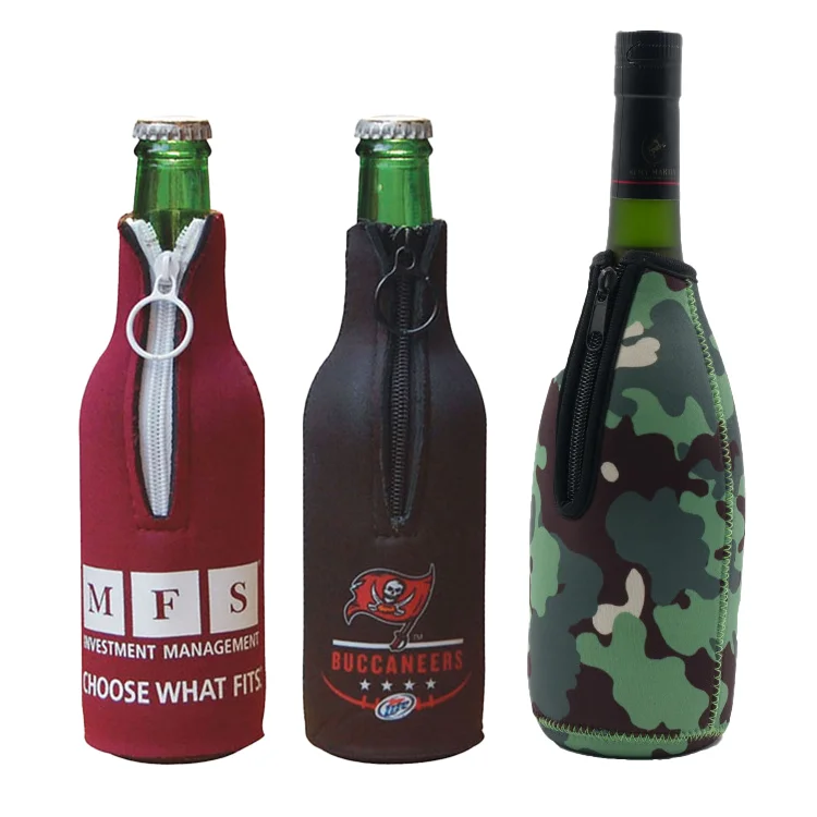 Longneck Stubby Cooler bag Custom Full Color Neoprene Long Neck Zip Wine 3mm Thermal Insulated Can Bottle Cooler Sleeves