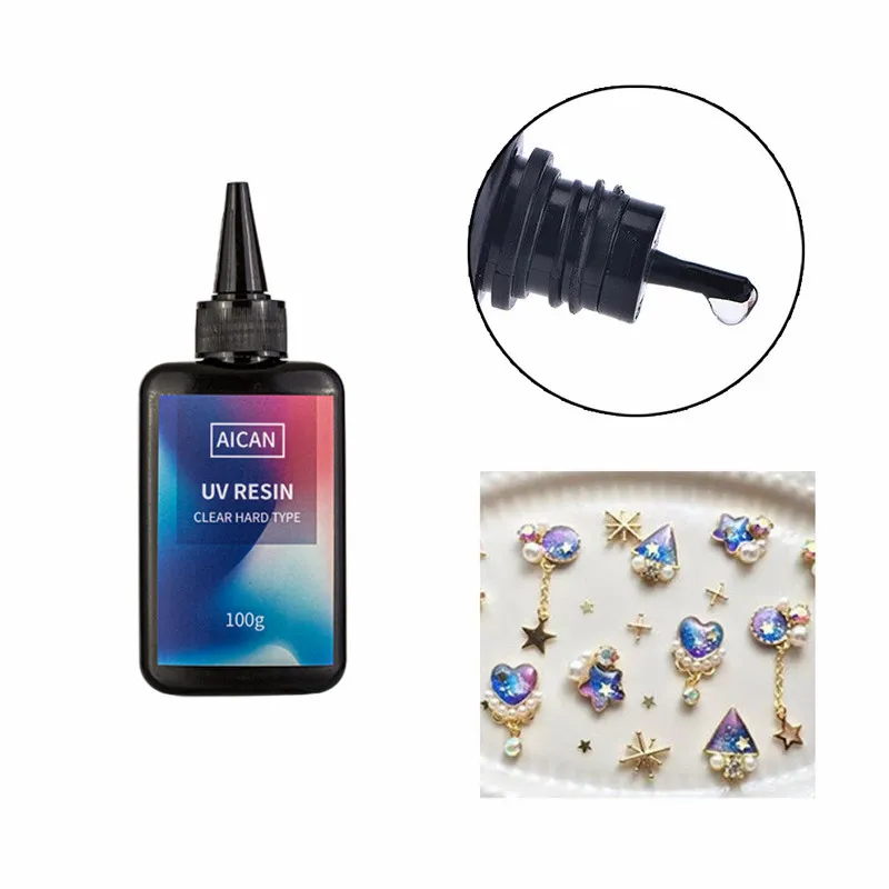 
100g Clear Resin UV Kit Crystal Clear Hard Glue Solar Cure Sunlight Type Adhesive UV Resin for Jewelry 