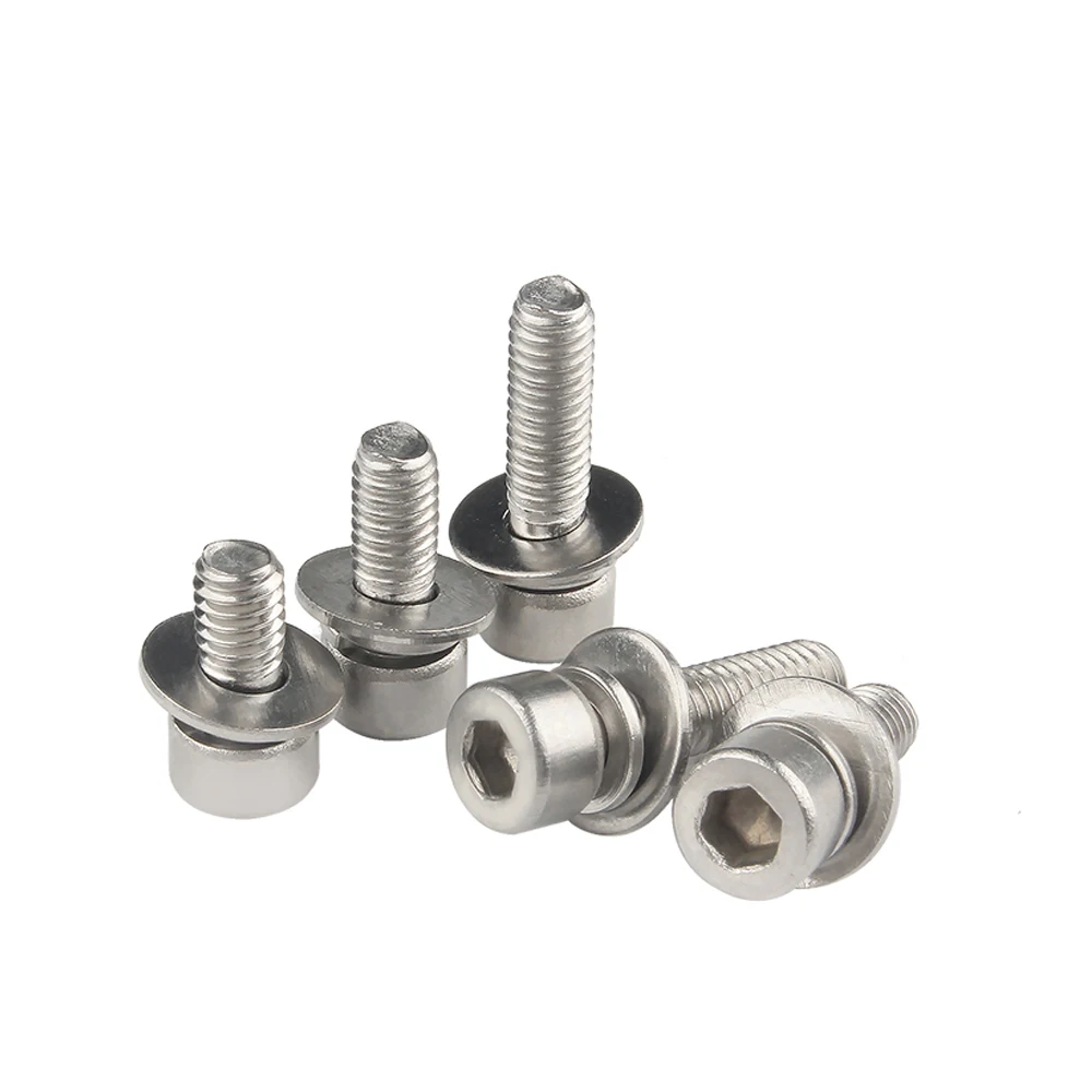 Stainless Steel Hex Socket Knurled Cheese Head Screws Three Combination Screws