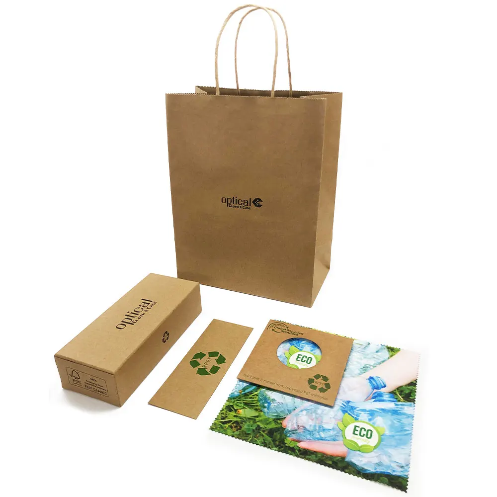 ECO Manufacturer Custom Recyclable Glasses Case Sunglasses Packaging Box Eco-friendly Eyeglass Packing Paper Bag Set
