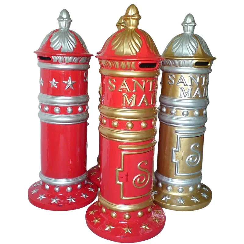 Resin Mailboxes Santa Mailbox for Outdoor Use Fiber Glass Reindeer Statue Christmas Decor Decoration