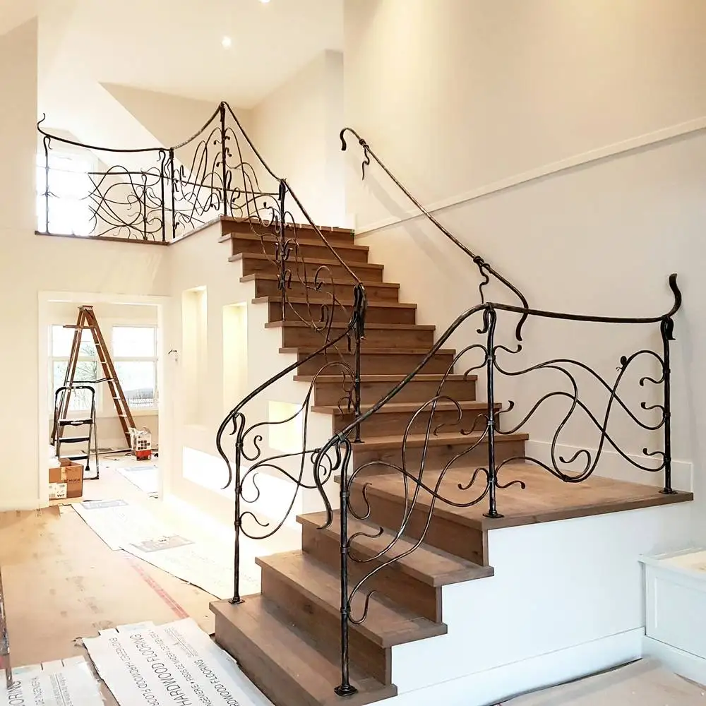 Luxury handrail fence balcony railing custom matte wrought iron handrail garden landscape metal border fence