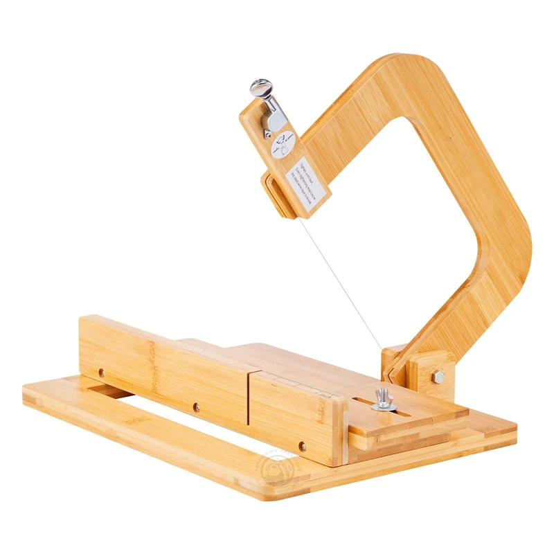 Bamboo Wooden Soap Cutter Wire Soap Cutters Adjustable Stainless Steel Cutting Tool for Handmade Soap Loaf