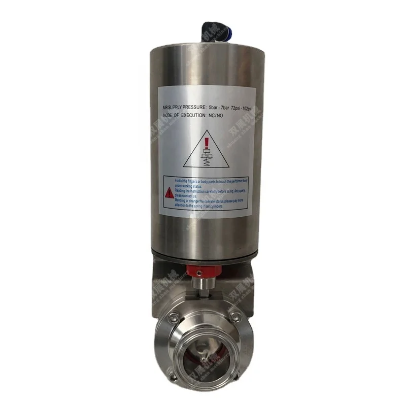 SUS304 Tri Clamp Sanitary Butterfly Valve with Pneumatic Actuator Clamp Single Acting Butterfly Valve