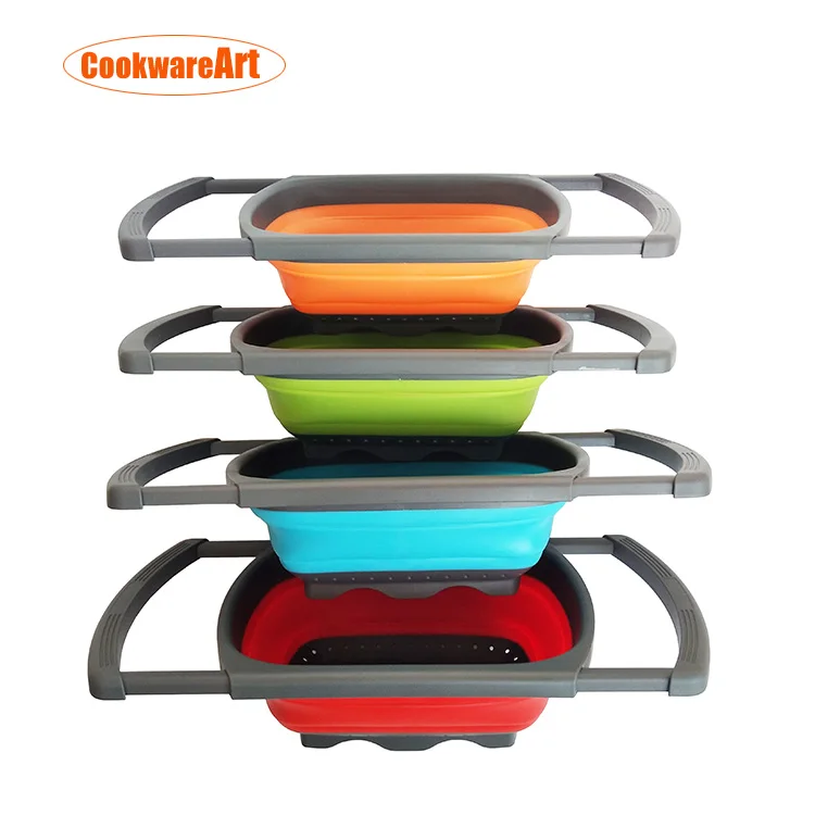 
Hot sale Collapsible Over Sink Colanders/Kitchen foldable Basket Strainer for vegetable and Fruit 
