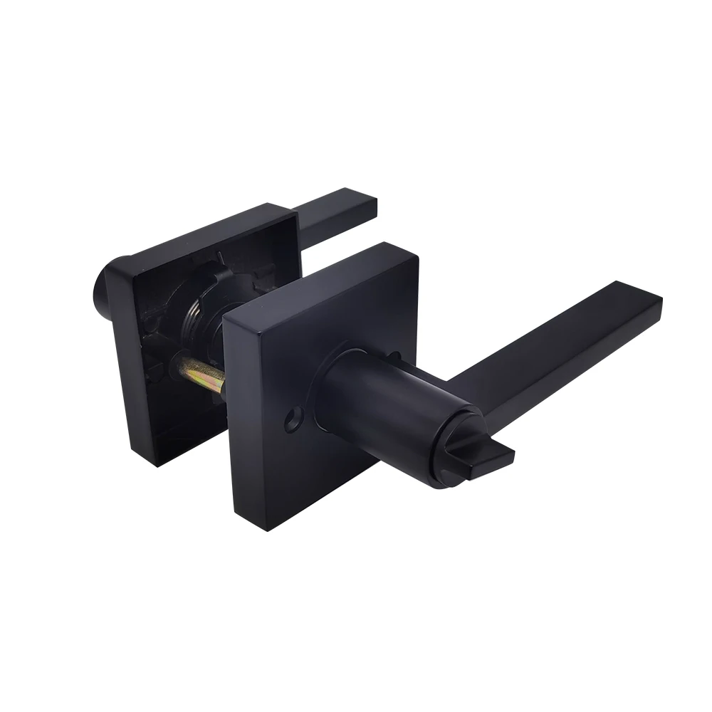 New Arrival Square Privacy Keyless Handle Lever Matte Black Bedroom/Bathroom/Interior Doors Left/Right Handed Door Lock