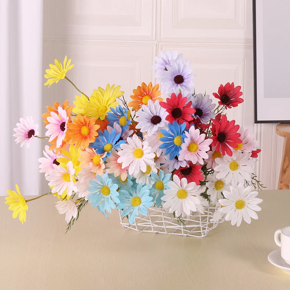 Cheap Wholesale Artificial Flowers 5 Daisy Home Decor Flower Arrangements Artificial Daisy Flowers