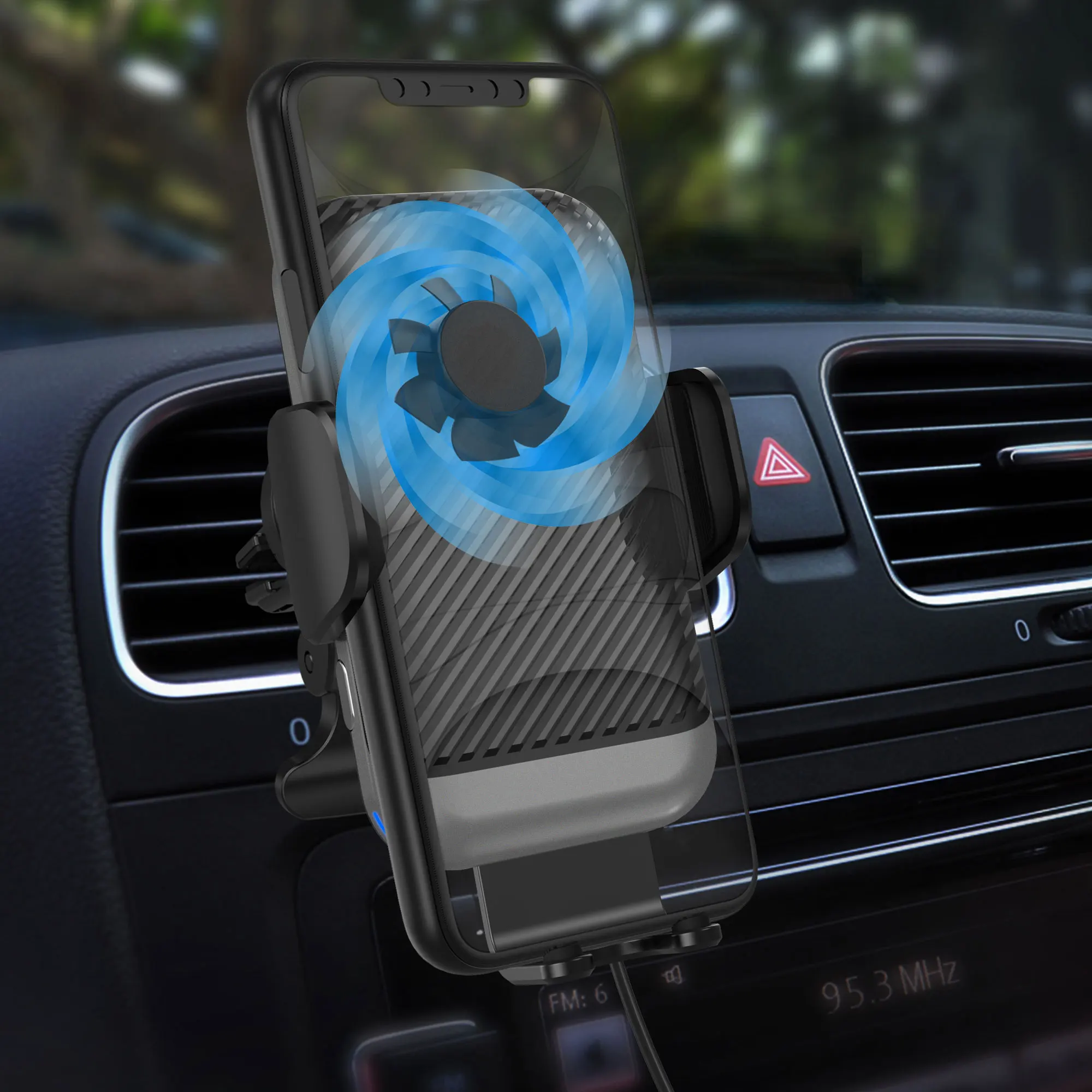 Fashion Qi Fast Wireless Charger Car Phone Holder Smart Sensor Air Vent Mount Automatic Clamping Mobile Phone Stand