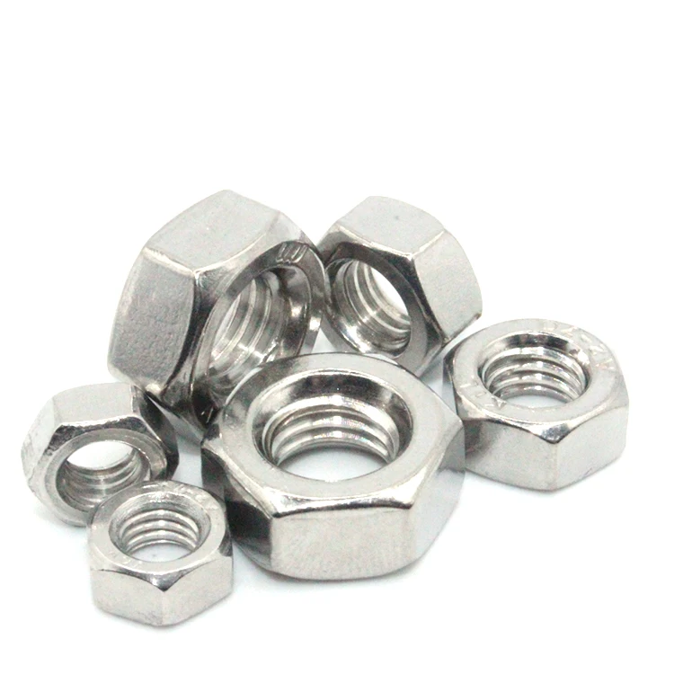 Factory Stock Din934 SS304 Hex Nuts M6 Model ISO Industrial Mining Steel Stainless Steel Sizes M12 M14 M16 M18 M20 M22 M24