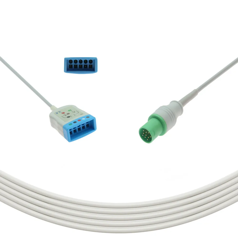 GE Hellige Cardioserve SMC/SMS Trunk Cable 5 leads AHA ECG cable for Patient use