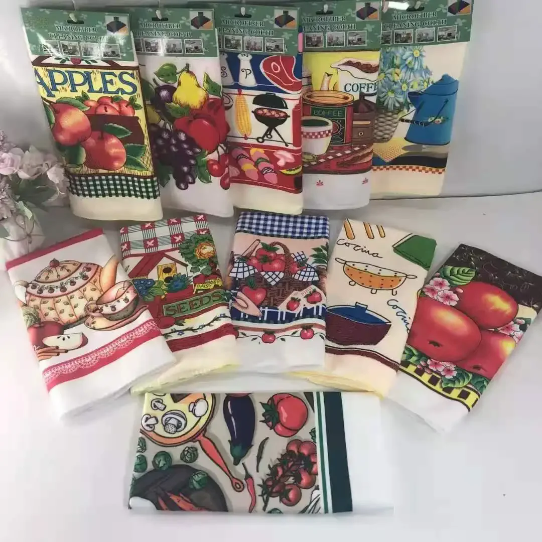 China manufacture cheap promotion kitchen gift microfiber custom design full color digital print tea towel