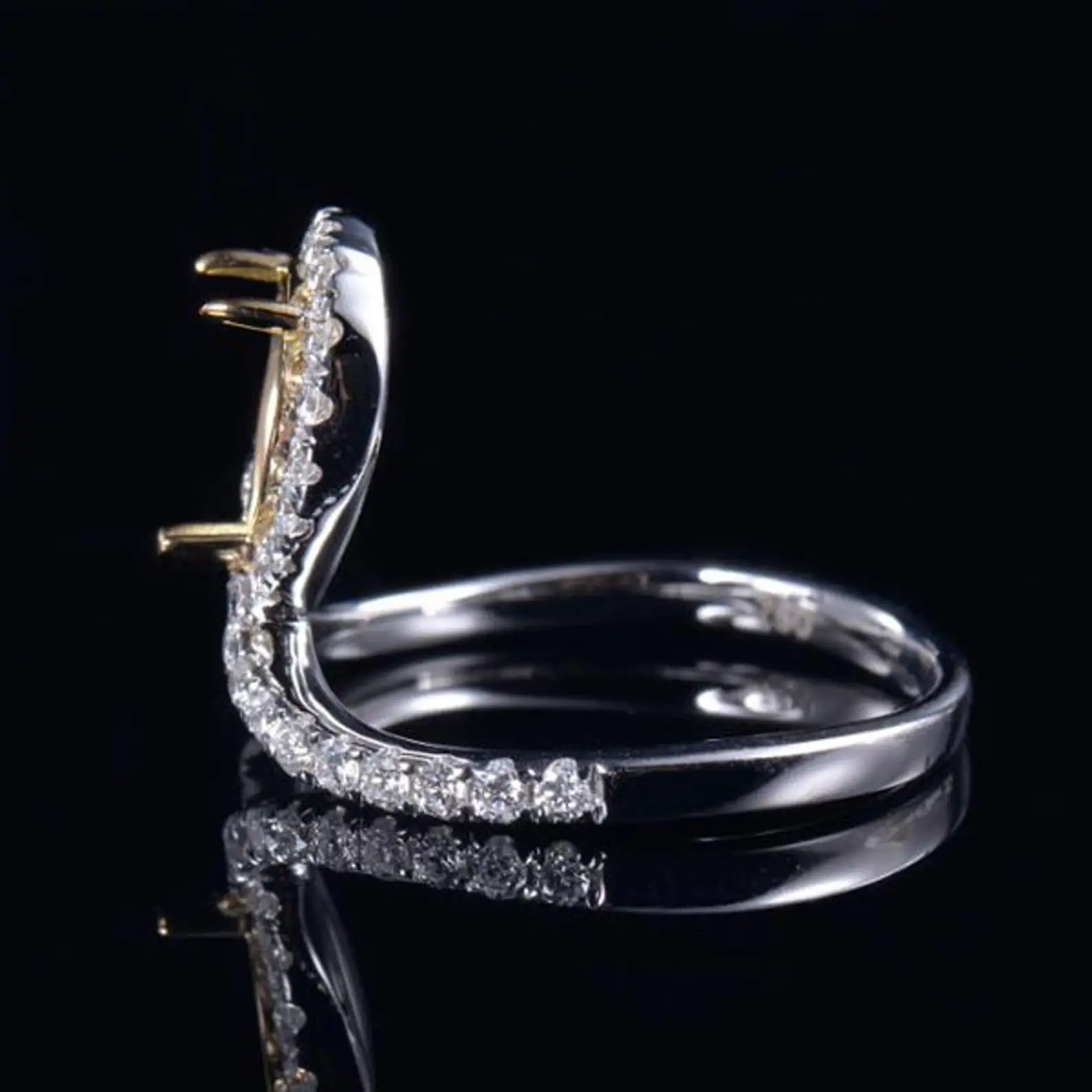 Оптовая продажа 10k 14k 18k из цельного золота стерлингового серебра с лабораторным бриллиантом Муассанит кольцо для установки полумонтируемые кольца ювелирных изделий