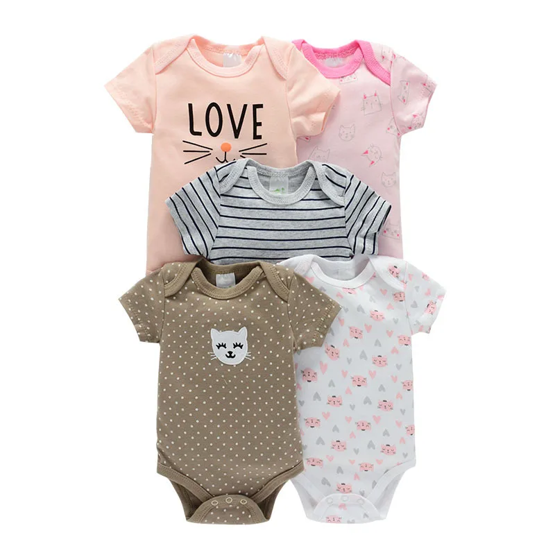 Summer new short-sleeved cotton baby romper 5-pcs kinds children clothes unisex bodysuit wholesale RT0032