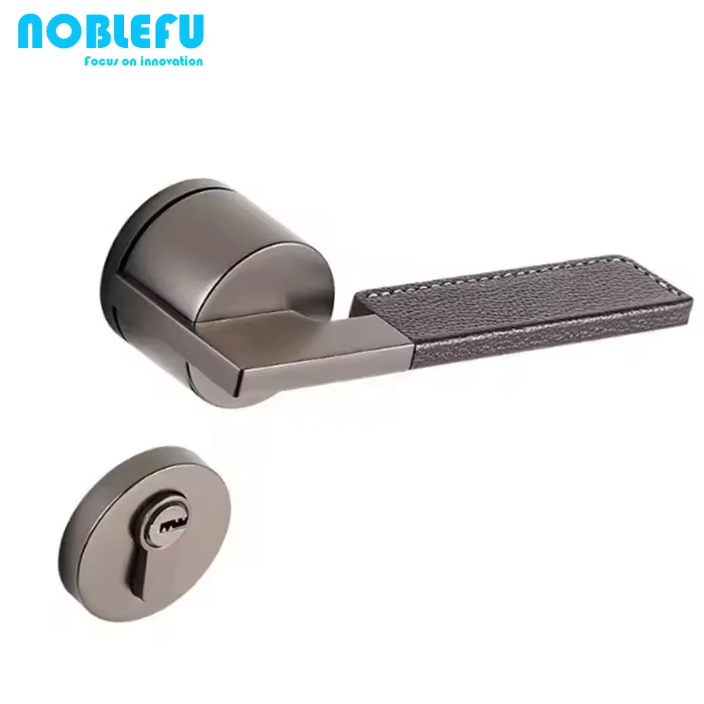 Made in China New Design Leather Door Handle High Quality Zinc Alloy Door Handle Lock with Lock Core