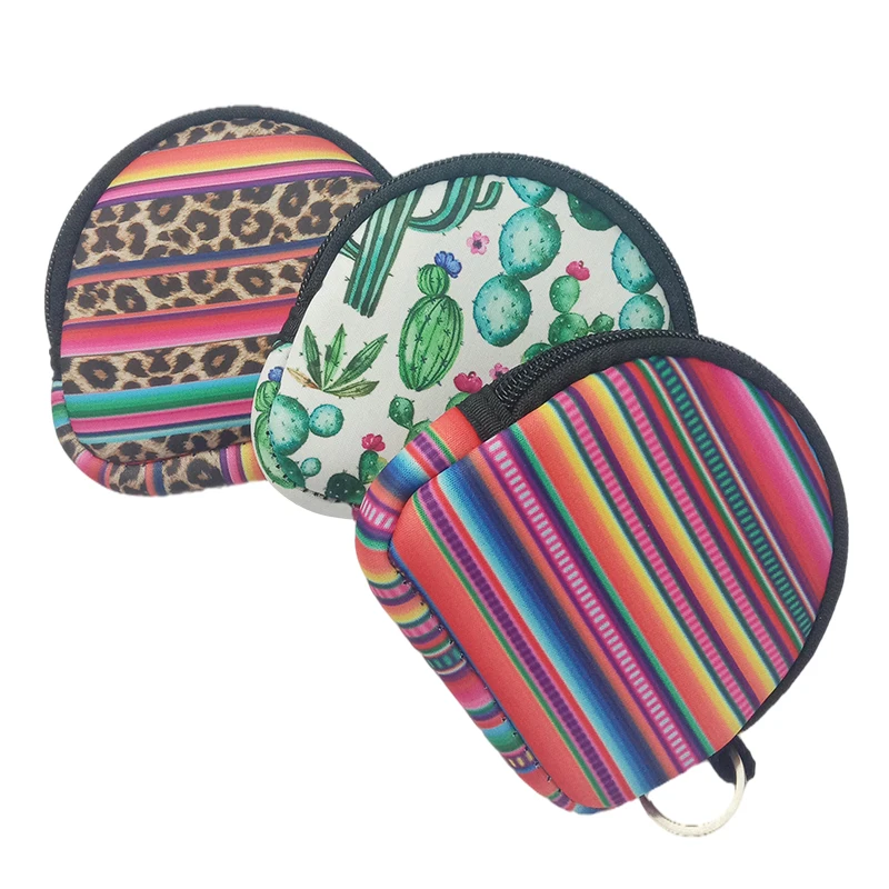 Factory Wholesale Hot Selling Portable Personalized Printing Neoprene Earbud Pouch Girls Small Hand Bag Zipper Coin Purse RTS